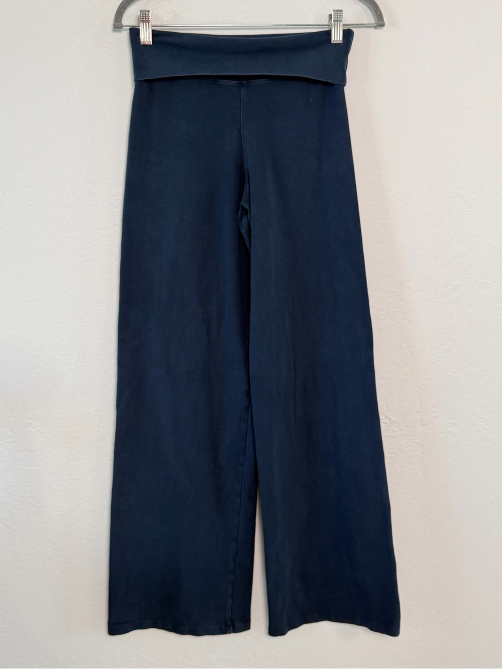 Brandy Melville Priscilla Blue Fold-Over Waist Wide-Leg Knit Pants One Size Y2K